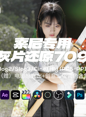 Sony索尼灰片还原709转换LUT预设剪映PR达芬奇HLG/slog/cine调色