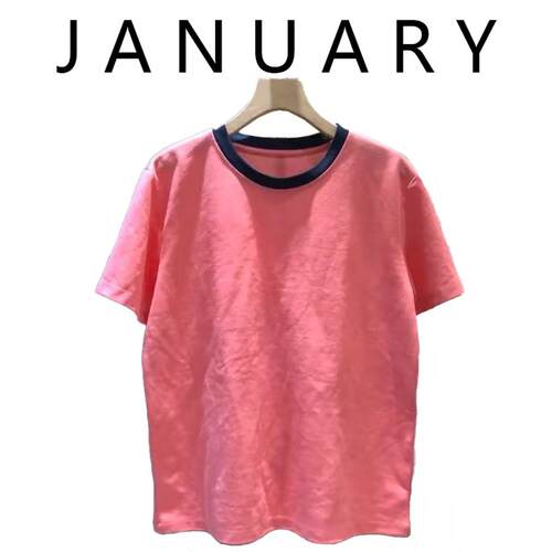 JANUARY玫粉色系亲肤短袖T恤女
