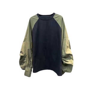 子撞色拼接卫衣大版 设计感宽松休闲袖 上衣ins 秋新款 JANUARY一月