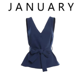 高级感系气质带收腰显瘦上衣25 法式 JANUARY减龄V领背心女夏季 新款