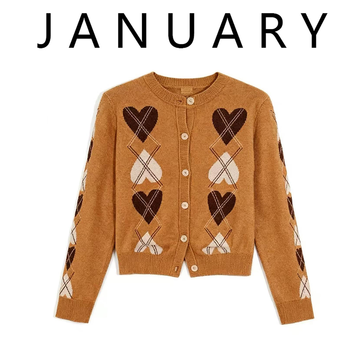 菱格纹针织开衫女宽松显瘦长袖