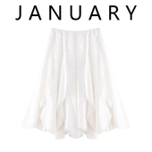 JANUARY一月 半身裙 不规则重工多片花边拼成松紧腰花苞裙女夏新款