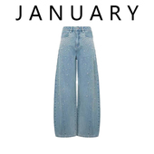 2025夏季 闪钻珍珠做旧牛仔裤 新款 休闲裤 女 阔腿宽松弯刀裤 JANUARY