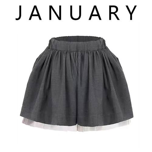 抽褶系带蝴蝶结A字松紧腰短裤