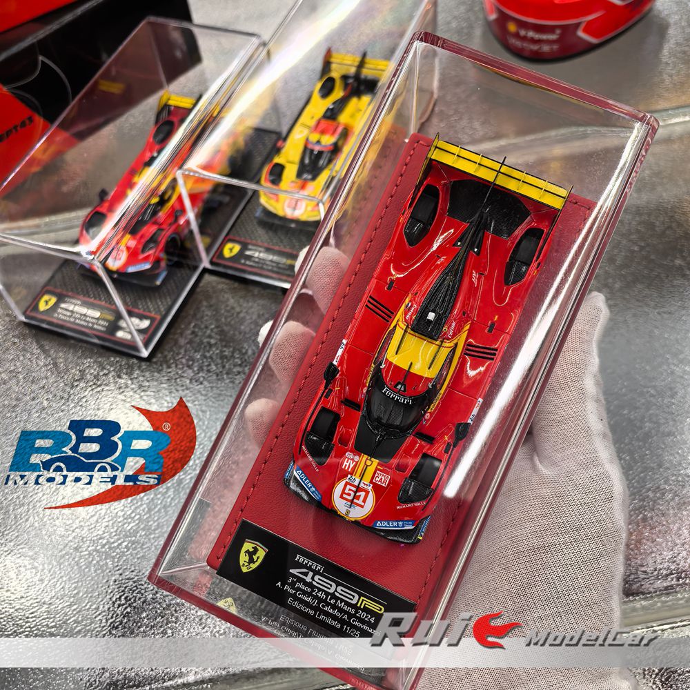 现货1:43 BBR杜蕾斯高定豪华底座法拉利499P勒芒叶一飞汽车模型