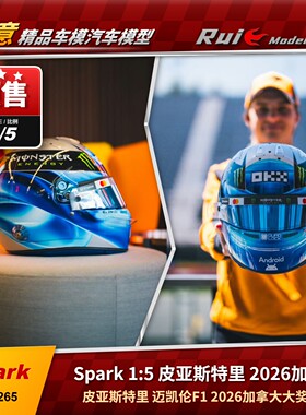 预1:5 Spark 迈凯伦MCL40 皮亚斯特里2026加拿大大奖赛F1头盔模型