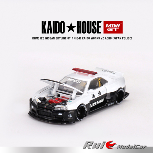 1:64 Kaido House+MINIGT日产Skyine GT-R R34合金汽车模型
