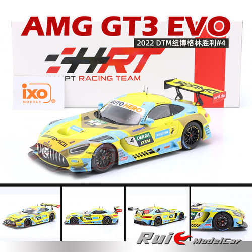 预1:18 IXO奔驰AMG GT3 EVO 2022 DTM纽博格林胜利#4汽车模型摆件