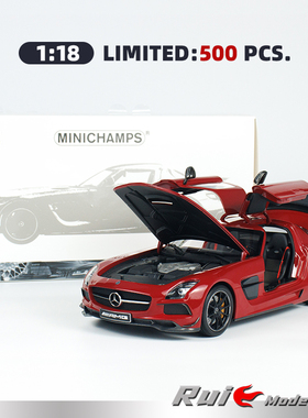 现货1:18迷你切-奔驰AMG SLS Black Series 黑色系列汽车模型收藏