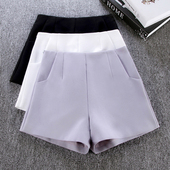 百搭雪纺西装 阔腿短裤 女夏季 显瘦韩版 黑色高腰宽松休闲a字热裤