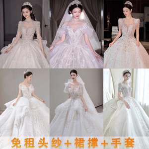 重工婚纱租赁2025新款新娘轻主纱结婚轻奢梦幻小个子拖尾礼服出租