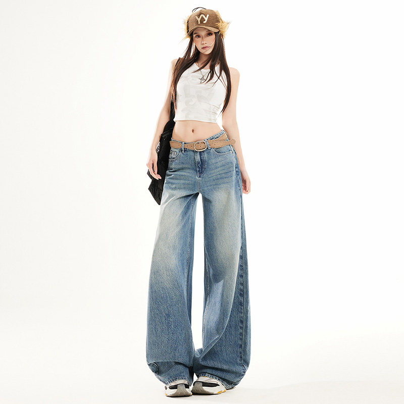 妈个鸡妈MGJM休闲绣标水洗做旧宽松直筒百搭美式复古牛仔裤男女潮,男装,牛仔裤,淘宝优惠券,粉丝福利购,淘宝优惠卷