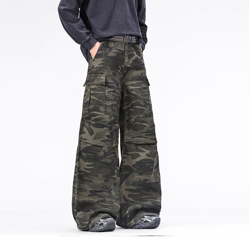 妈个鸡妈MGJM美式复古迷彩工装裤高街嘻哈宽松弯刀拖地垂感牛仔裤,男装,牛仔裤,淘宝优惠券,粉丝福利购,淘宝优惠卷