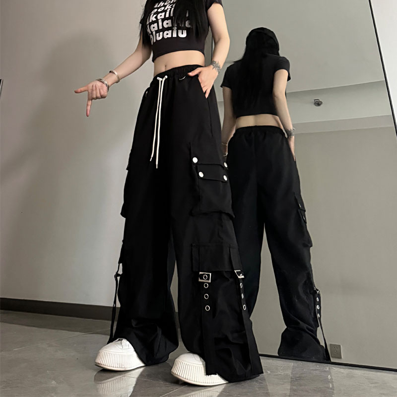 妈个鸡妈MGJM美式设计口袋工装裤春夏高腰宽松休闲裤男女直筒裤子