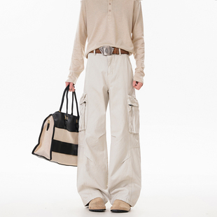 妈个鸡妈MGJM美式高街拼接褶皱设计洗褪书包袋工装牛仔裤男女vibe