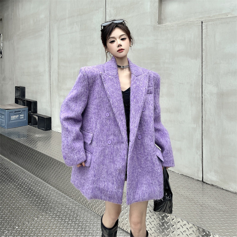 妈个鸡妈MGJM韩系冬季加厚仿皮草马海毛西装外套女宽松休闲西服潮,男装,西服,淘宝优惠券,粉丝福利购,淘宝优惠卷