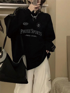 妈个鸡妈MGJM美式复古休闲三杠运动圆领卫衣男女秋季宽松长袖上衣
