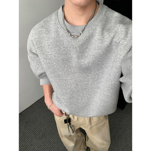 妈个鸡妈MGJM美式cleanfit圆领卫衣中性风纯色宽松百搭打底男女款