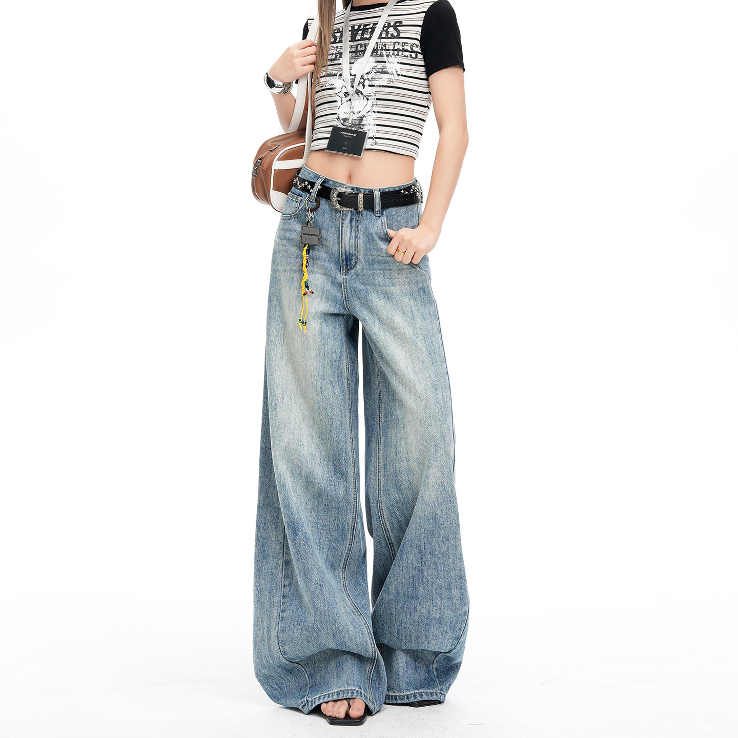 妈个鸡妈MGJM美式街头慵懒风水洗做旧刺绣解构弯刀牛仔裤情侣百搭,男装,牛仔裤,淘宝优惠券,粉丝福利购,淘宝优惠卷