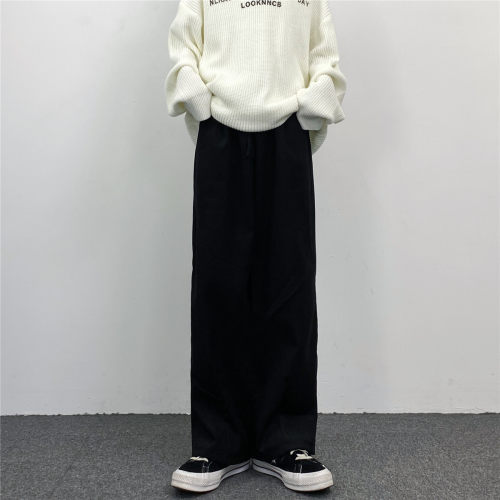 磨毛直筒阔腿裤休闲裤长裤