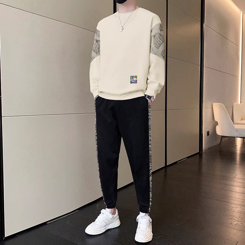 高端卫衣卫裤运动休闲套装男士春秋冬季2025新款潮牌男装穿搭一套