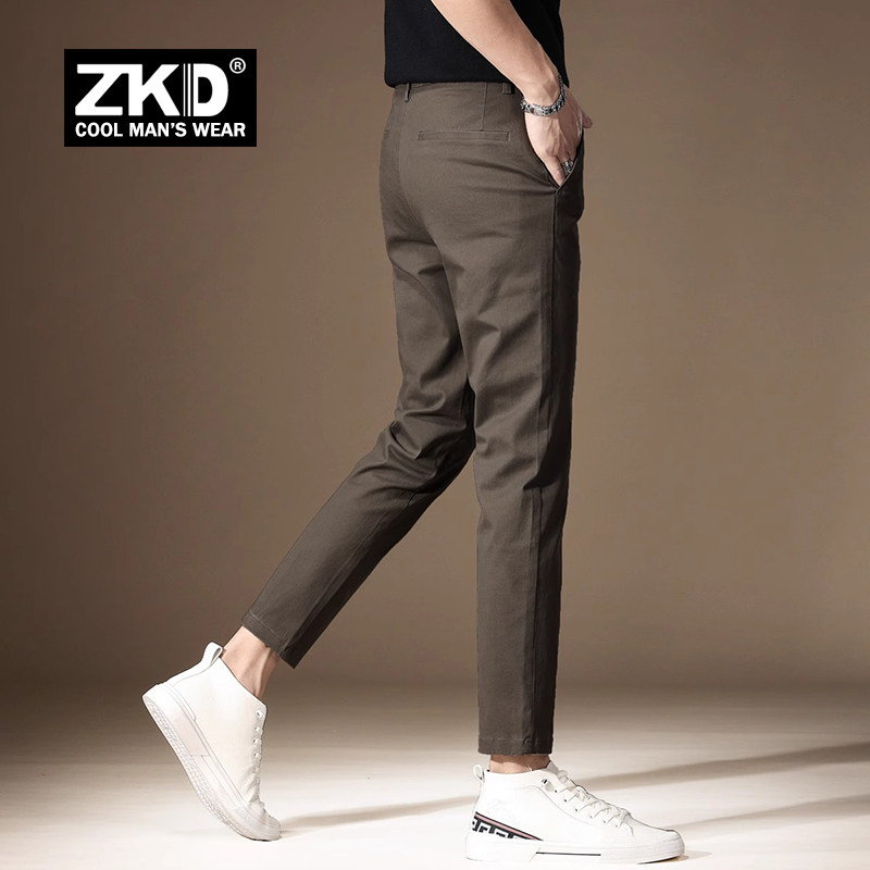 高端纯色商务九分西裤男士2025年新款帅气小脚休闲裤春秋冬季男款