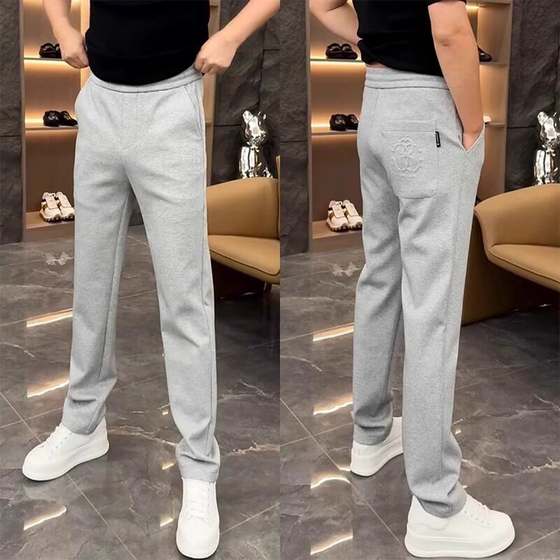 高端灰色直筒卫裤男士秋冬季2026新款潮男裤弹性运动休闲裤子男款