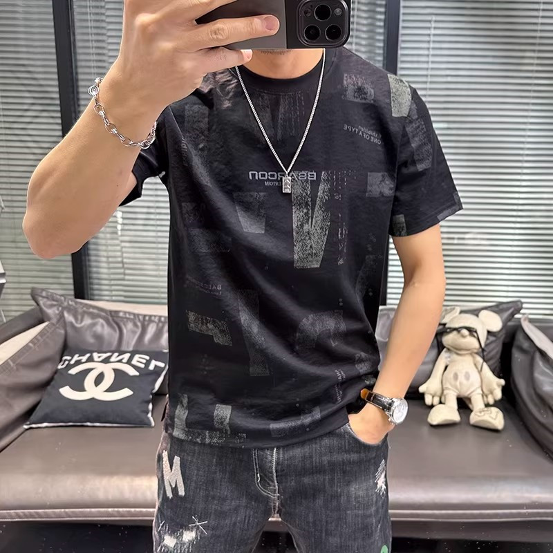 高端冰丝复古短袖t恤男士2026新款夏季痞帅凉感透气速干半袖男款