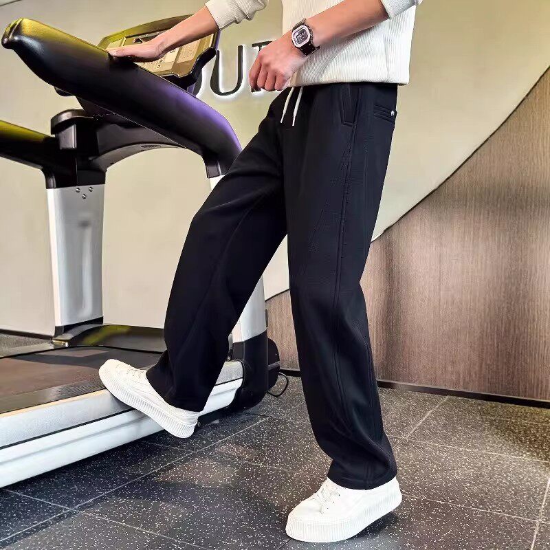 高端潮牌弯刀休闲裤子男士2026年新款春秋季加绒男裤痞帅卫裤男款