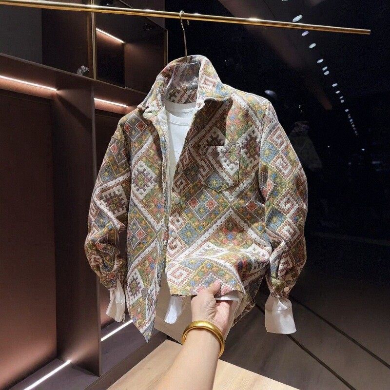 高端小香风夹克外套男士2026新款春秋季潮牌痞帅翻领棉服男款上衣