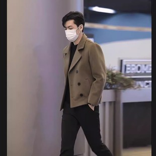 高端双排扣毛呢夹克外套男士春秋冬季2025年新款加厚短款大衣男款