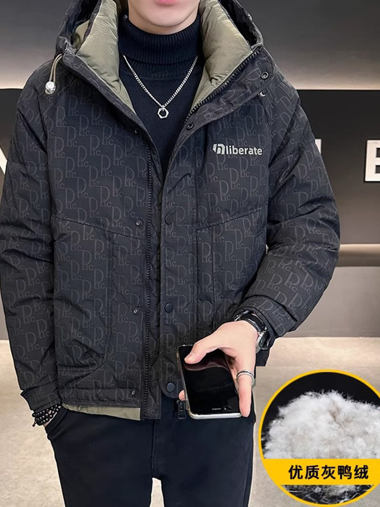 潮牌连帽羽绒服男士冬季2025新款休闲冲锋衣保暖加厚夹克外套男款