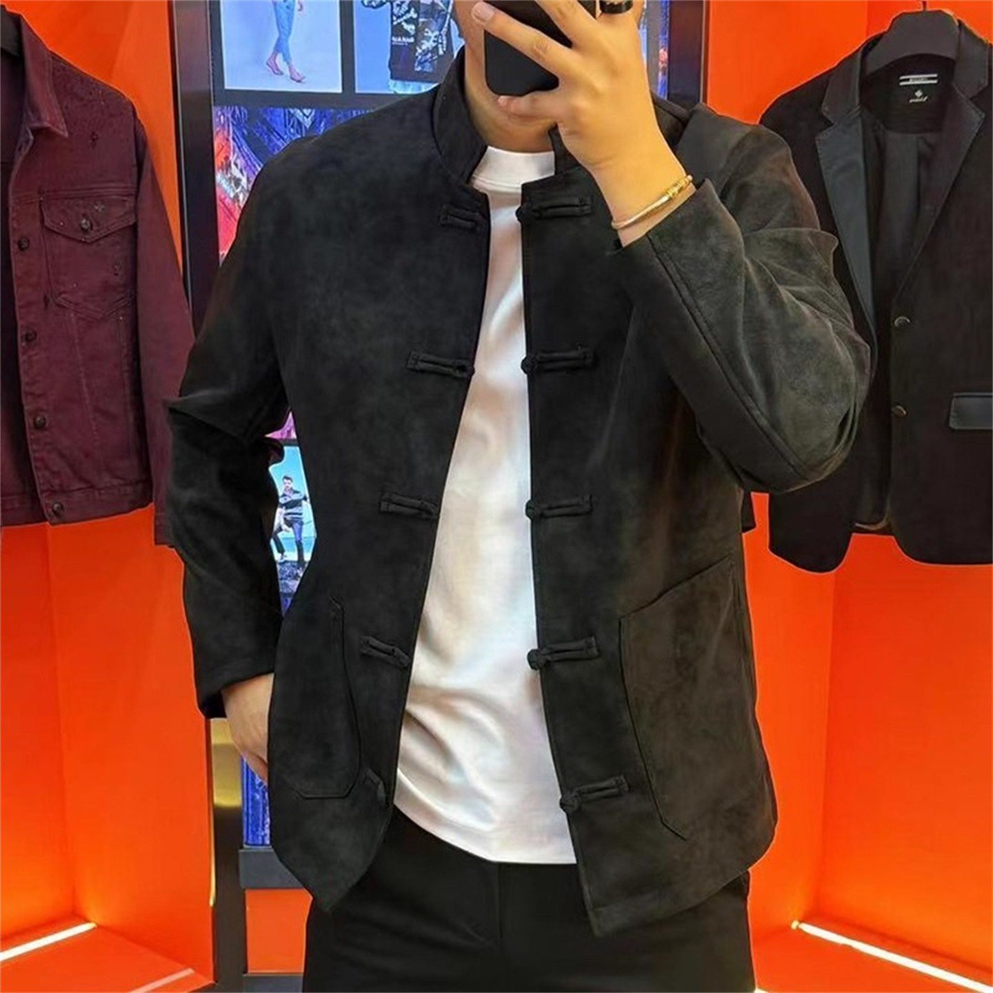 高端新中式盘扣汉服唐装外套男士2025新款秋冬季立领棉服夹克男款