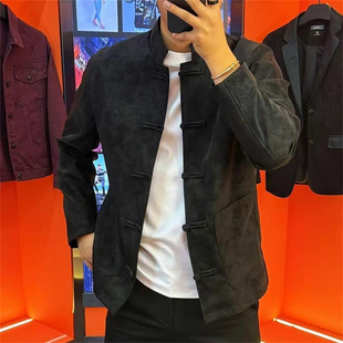 高端新中式盘扣汉服唐装外套男士2025新款秋冬季立领棉服夹克男款