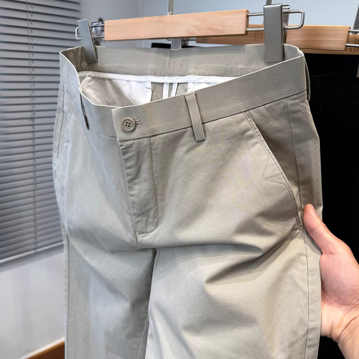 高端纯棉直筒休闲裤子男士2026新款夏季男裤纯色宽松直筒西裤男款