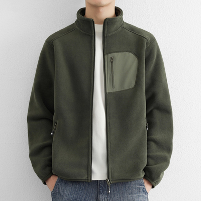 高端羊羔绒立领加厚外套男士2025新款冬季摇粒绒加绒开衫卫衣男款