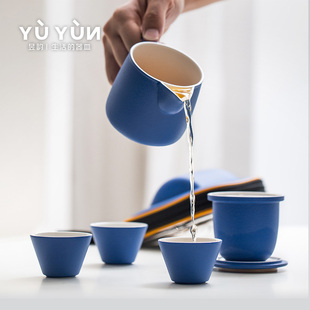 泡茶壶一壶三杯便携旅行功夫茶具套装 昱韵 小套陶瓷茶具户外泡茶