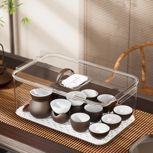 茶具收纳盒透明防尘放功夫茶杯