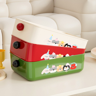 桌面收纳盒子化妆品零食文具玄关小杂物办公书桌多巴胺整理茶几筐