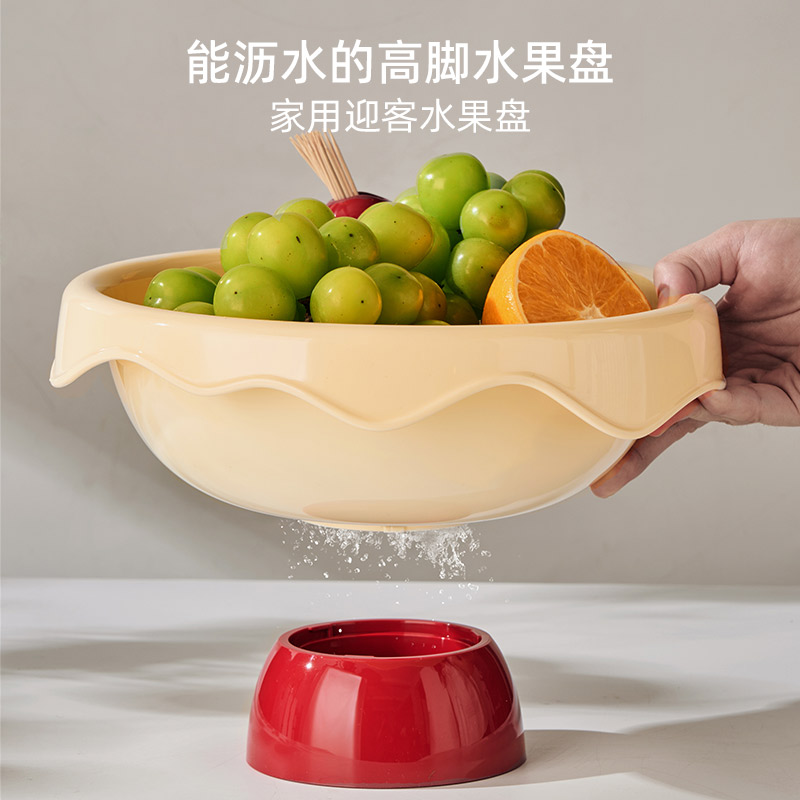 水果盘沥水客厅家用高颜值高端糖果零食干果盘高脚精致摆放沙拉碗