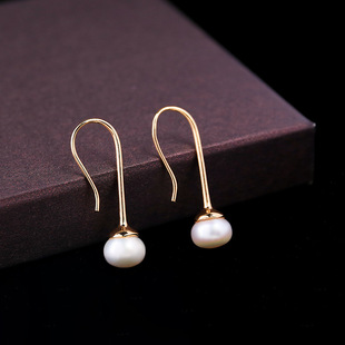 青岛小饰品日韩简约冷淡风大耳钩淡水珍珠耳环女耳饰7145F