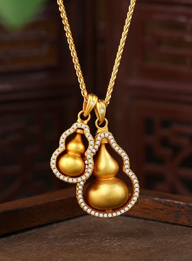 高保色古法沙金葫芦吊坠项链不掉色女锁骨链夏季锁骨链感饰品