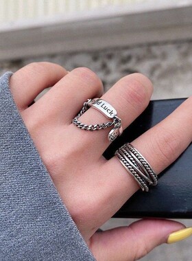 笑脸戒指微笑个性小众ins潮时尚冷淡风男女情侣网红嘻哈指环手饰