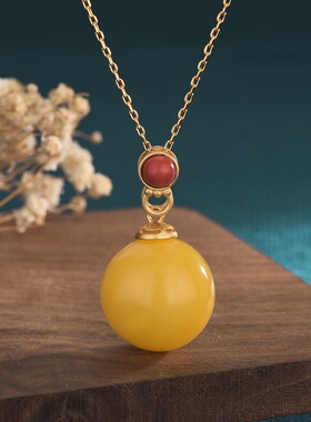 网红带货中国风玉石挂件古装汉服女生琥珀蜜蜡吊坠项链