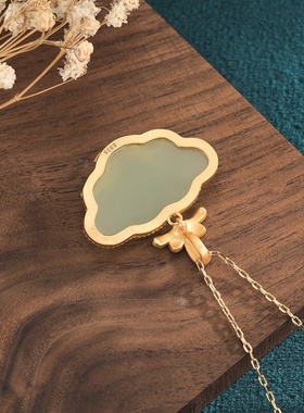 网红带货直播复古民族风珐琅仿和田玉平安锁锁骨链古装汉服配饰