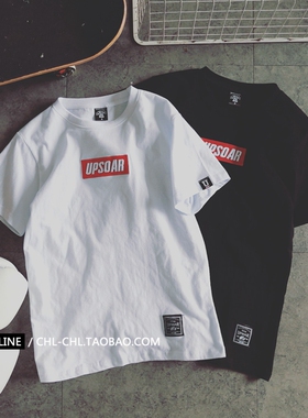 韩版学生白色刺绣短袖T恤女潮 2018夏装半袖新款原宿BF宽松情侣装