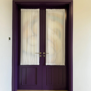 玻璃门法式绷纱帘内开窗专用遮挡帘隔断半帘短帘卧室卫生间绷纱帘