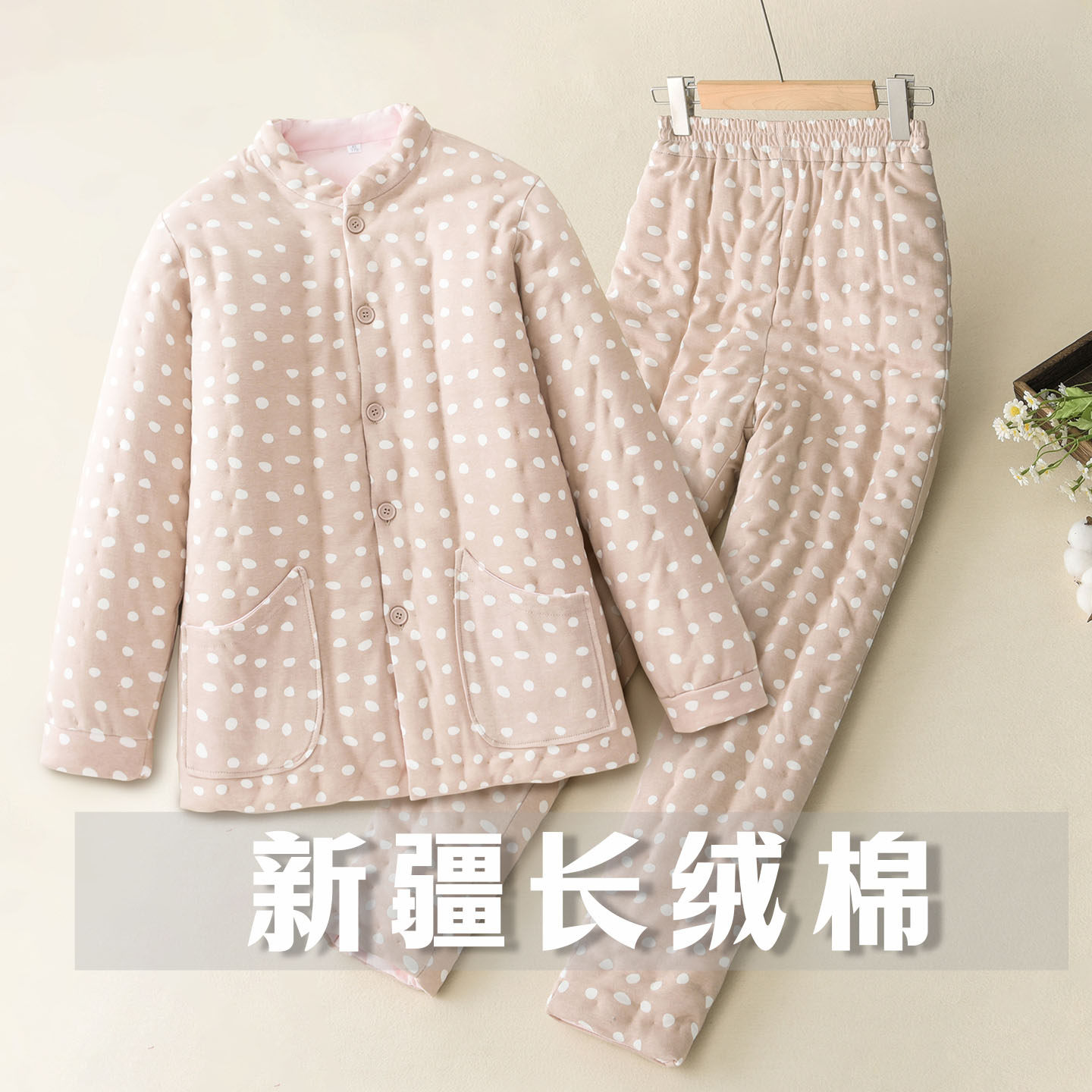 女士棉衣棉裤套装棉花加厚内穿保暖家居服内胆两件套冬季新款棉袄