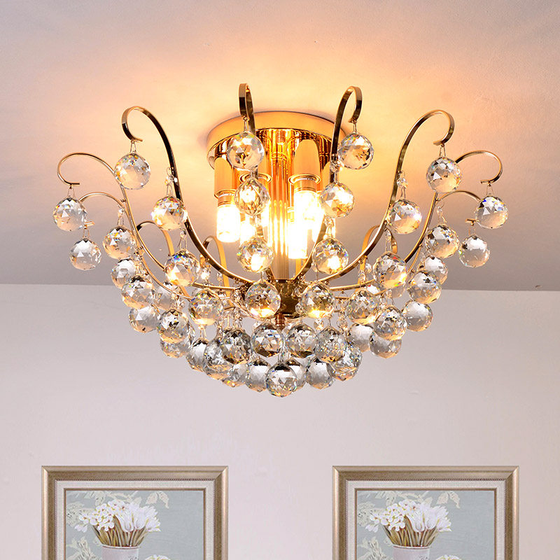 新款简约欧式轻奢水晶餐厅吸顶灯美式卧室灯豪华大气客厅灯饰led