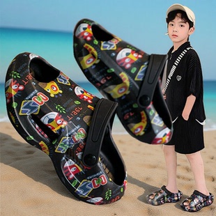 男童拖鞋夏外穿软底防滑儿童下雨天凉鞋踩屎感凉拖两穿涉水沙滩鞋